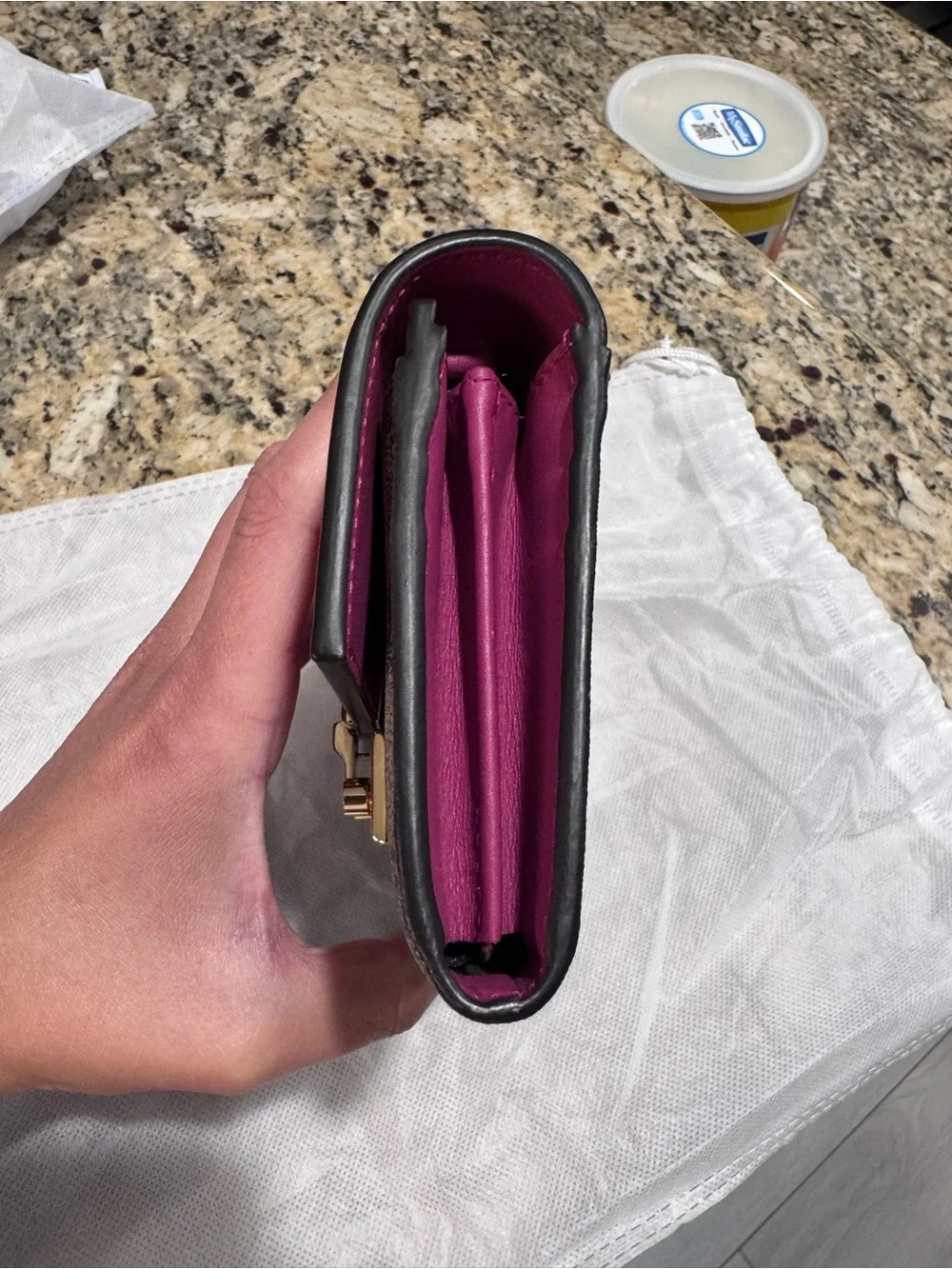 Gucci Red Leather & GG Monogram Continental Wallet with Gold Hardware